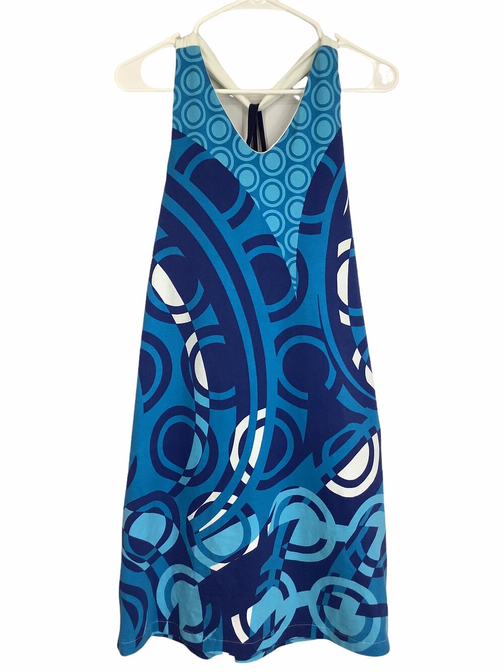 Multi-tone Blue Geometric Strappy Sundress